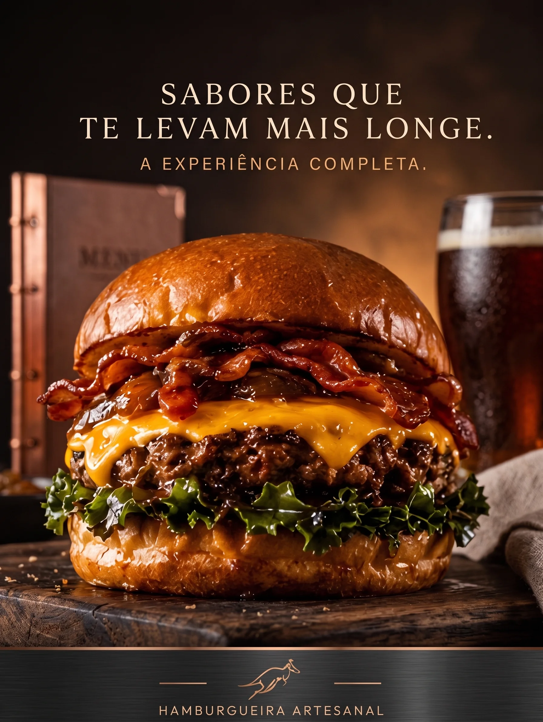 Canguru Gold Combo Premium com queijo brie derretido e batata rústica
